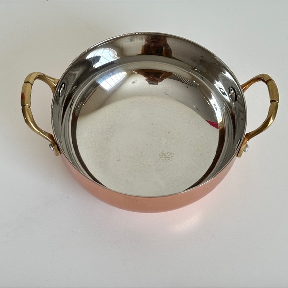Copper Plated Stainless Steel Mini Serving Bowl Brass Handles Gibson Rembrandt - Picture 4 of 14